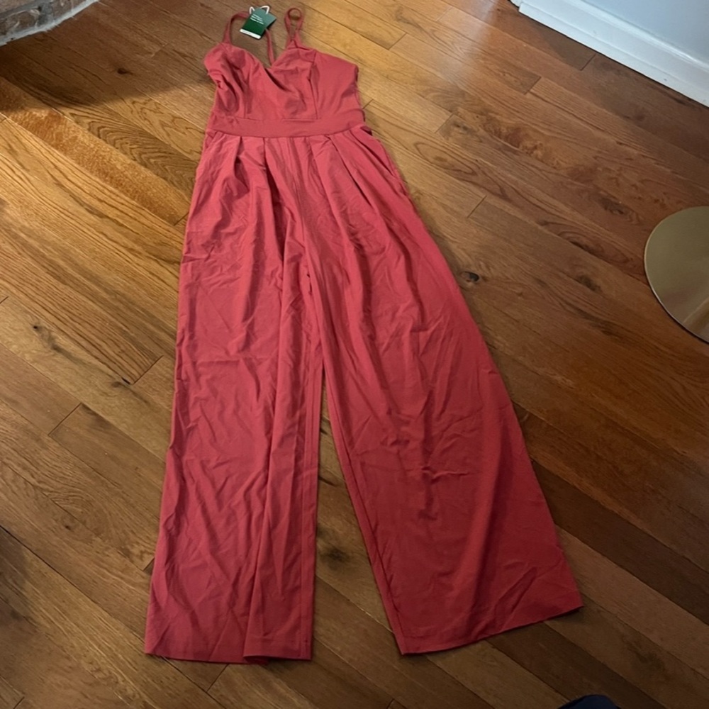 Breezeful™ Backless Side Invisible Zipper Pocket Wide-Leg QuickDry Slip Jumpsuit - Picture 2 of 8